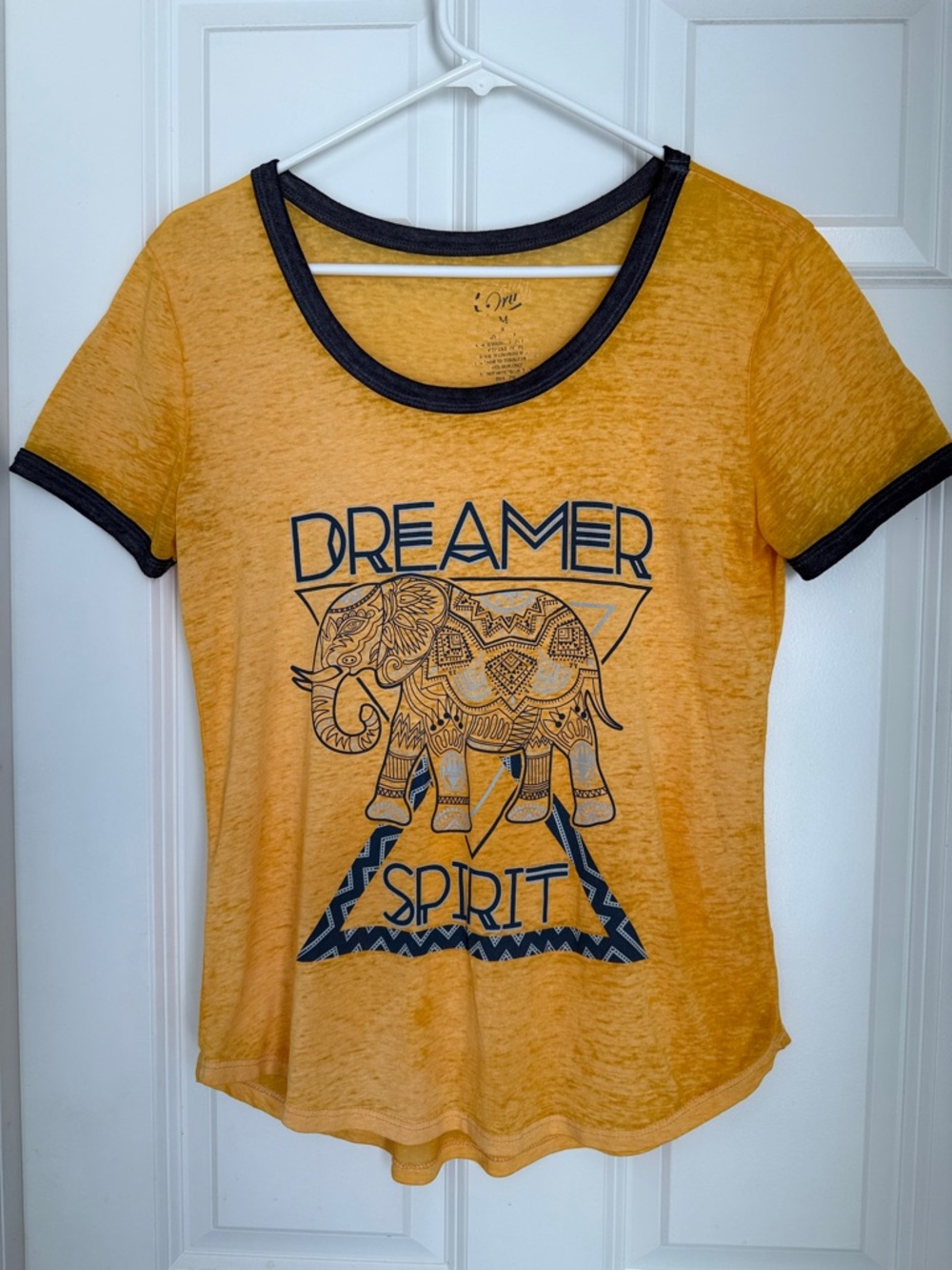 Cold Crush Yellow Graphic 'Dreamer Spirit' Elephant Ringer Tee